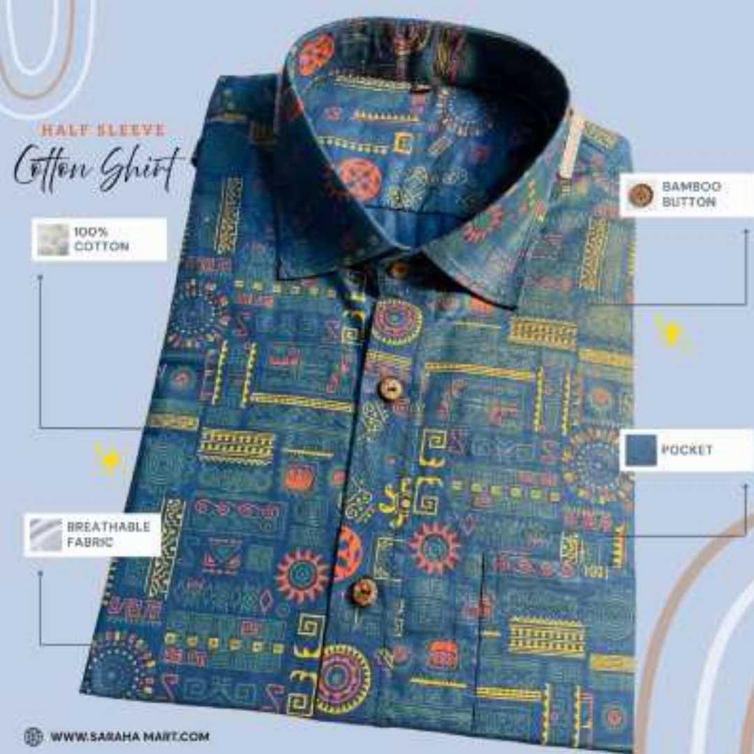 Arong,Cotton,Half,Sleeve,Shirt