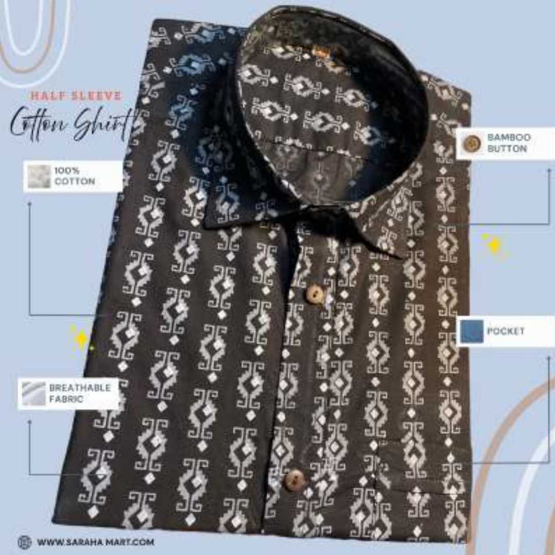 Arong,Cotton,Half,Sleeve,Shirt